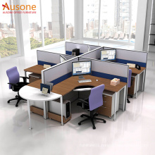 Four seaters team workstation glass partitions or soundproof office partition modern workstation